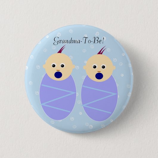 Blue Twin Boys Grandmoeder Button (Voorkant)
