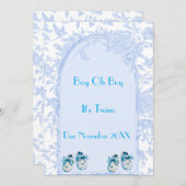 Blue Twin Boys zwangerschapsaankondiging Aankondiging (Voorkant / Achterkant)