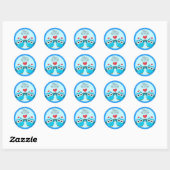 Blue Twin Owl Heart Envelope Seal Sticker (Vel)