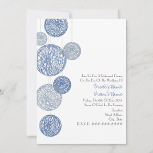 Blue Twine Wereldbollen Rehearsal Dinner Invitatio Kaart