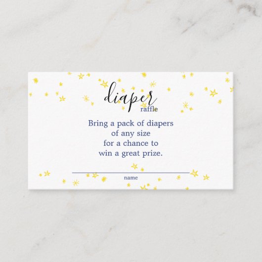 Blue Twinkle Little Star Baby shower Diaper Raffle Informatiekaartje (Voorkant)