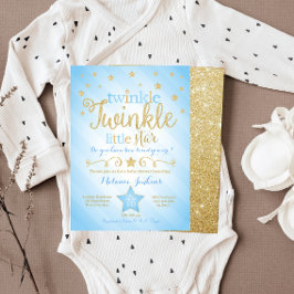 Blue Twinkle Little Star Baby shower Invitation Kaart