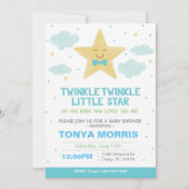 Blue Twinkle Little Star Baby shower Invitation Kaart (Voorkant)
