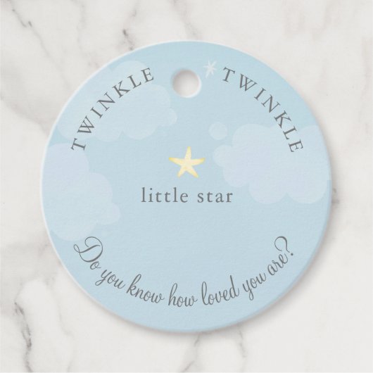 Blue Twinkle Little Star Baby shower Verjaardag Bedankjes Labels (Voorkant)