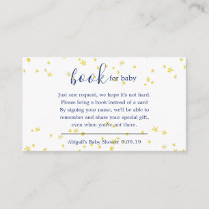 Blue Twinkle Little Star Book Request Baby shower Informatiekaartje