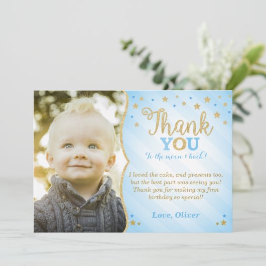 Blue Twinkle Little Star Dank je wel Bedankkaart (Staand voorkant)