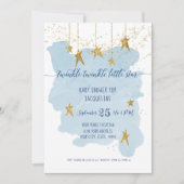 Blue Twinkle Little Star Gold Boy Baby shower Kaart (Voorkant)