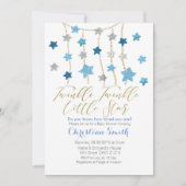 Blue Twinkle Stars BOY Baby shower-uitnodiging Kaart (Voorkant)