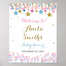 Blue Twinkle Twinkle baby shower welkomstteken