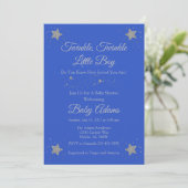 Blue Twinkle Twinkle Little Boy Baby shower Invit Kaart (Staand voorkant)