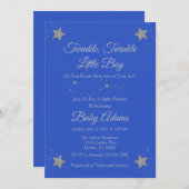 Blue Twinkle Twinkle Little Boy Baby shower Invit Kaart (Voorkant / Achterkant)