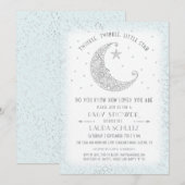 Blue Twinkle Twinkle Little Star Baby shower Kaart (Voorkant / Achterkant)