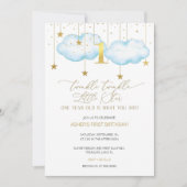 Blue Twinkle Twinkle Little Star Eerste Verjaardag Kaart (Voorkant)