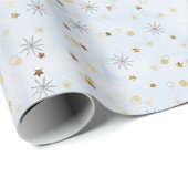 Blue Twinkling Stars Holiday Giftwrap Cadeaupapier (Rol Hoek)