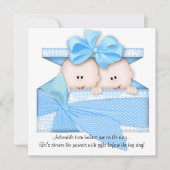 Blue TWINS Baby shower Uitnodiging of aankondiging (Voorkant)