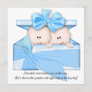 Blue TWINS Baby shower Uitnodiging of aankondiging