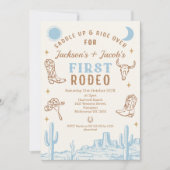 Blue Twins eerste Rodeo 1e verjaardag Kaart (Voorkant)