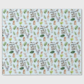 Blue Twins Oerwoud safari Animals Boy 1st birthday Cadeaupapier (Vlak)