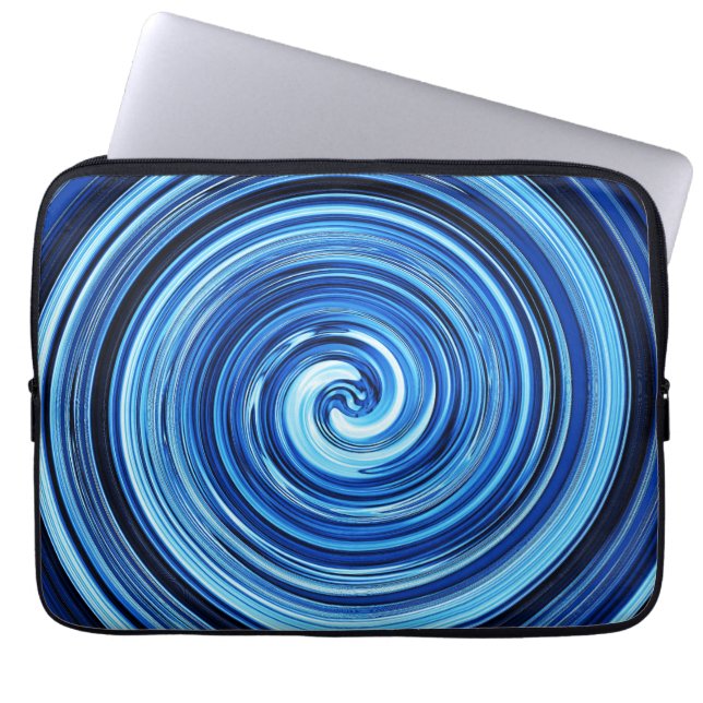 Blue Twirling-strijkspiraal abstract patroon Laptop Sleeve (Voorkant)