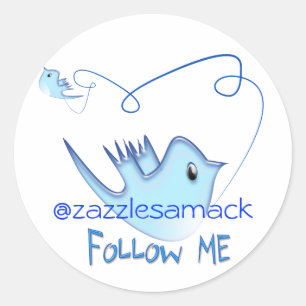 Blue Twitter Bird Volg mij Ronde Sticker