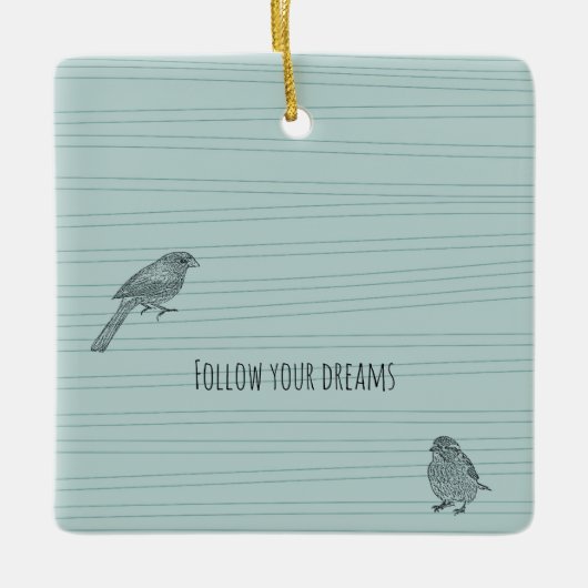 Blue Two birds following their dreams Keramisch Ornament (Voorkant)