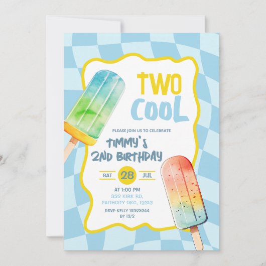 Blue Two Cool Popsicle Summer Boy Verjaardag Kaart (Voorkant)