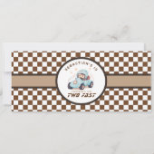 Blue Two Fast Race Car Ticket Pass Tweede Verjaard Kaart (Achterkant)