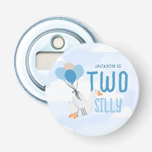 Blue Two Gekke Goose 2e verjaardagsfeestje Button Flesopener