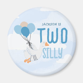 Blue Two Gekke Goose 2nd Birthday Party Favoriet Magneet