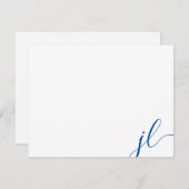 Blue Two Initialen Script Calligraphy Note Kaart Notitiekaartje (Voorkant / Achterkant)