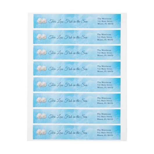 Blue Two Less Fish in the Sea Address Label (Vel)
