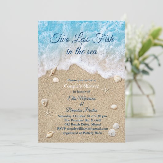 Blue Two Minder Vis in het Zee Couple's Shower Kaart (Staand voorkant)
