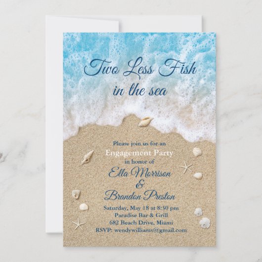 Blue Two Minder Vissen in het Zee Verlovingsfeest Kaart (Voorkant)