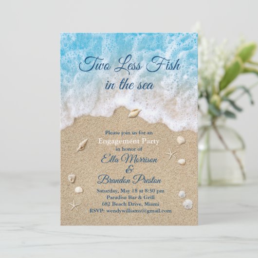 Blue Two Minder Vissen in het Zee Verlovingsfeest Kaart (Staand voorkant)