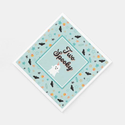 Blue Two Spooky Schattige Ghost Halloween Verjaard Servet (Hoek)