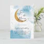 Blue Two The Moon Boy 2de Birthday Party Kaart (Staand voorkant)