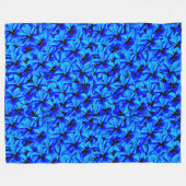 Blue Two Toned Frangipani Flowers, Fleece Deken (Voorkant (Horizontaal))