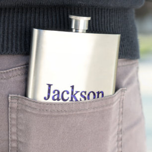 Blue Two Toned Jackson Name, Hip Flask Flacon