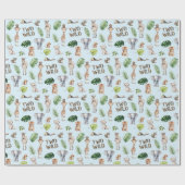 Blue Two Wild 2nd Birthday Oerwoud Cadeaupapier (Vlak)