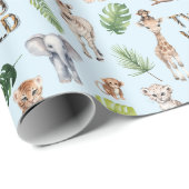 Blue Two Wild 2nd Birthday Oerwoud Cadeaupapier (Rol Hoek)