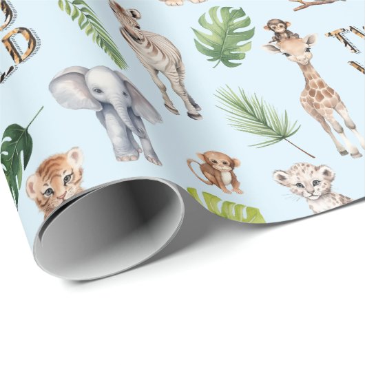 Blue Two Wild 2nd Birthday Oerwoud Cadeaupapier (Rol Hoek)