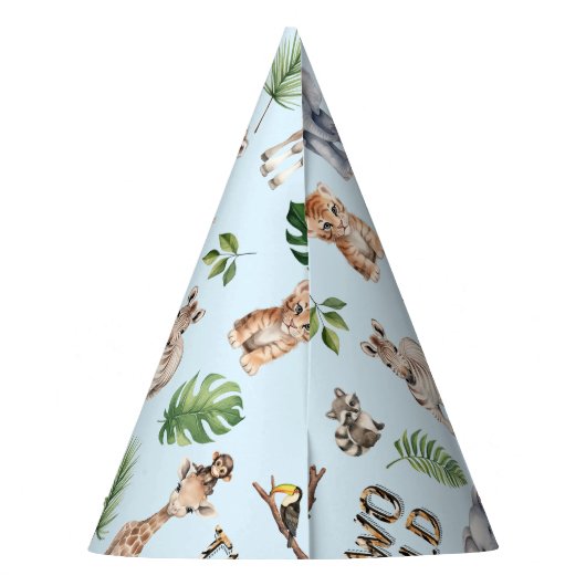 Blue Two Wild 2nd Birthday Oerwoud Feesthoedjes (Achterkant)