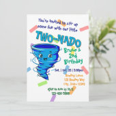 Blue TwoNado, 2nd birthday invitation Kaart (Staand voorkant)