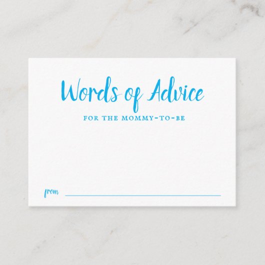 Blue Typography Baby Boy Baby shower Advies Informatiekaartje (Voorkant)