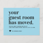 Blue Typography Guest Room Moving Announance Aankondigingskaart (Voorkant)