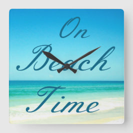 Blue Typography Ocean Beach Wall klok