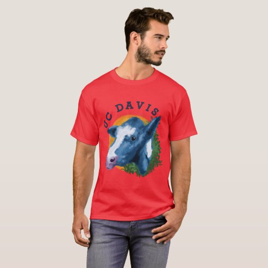 Blue UC Davis Koe T-shirt (Voorkant volledig)
