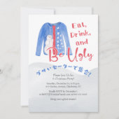 Blue Ugly Sweater Christmas Snowman Waterverf Kaart (Voorkant)