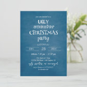 Blue Ugly Sweater Kerstfeest Uitnodiging (Staand voorkant)