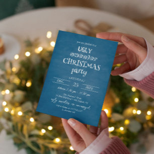 Blue Ugly Sweater Kerstfeest Uitnodiging